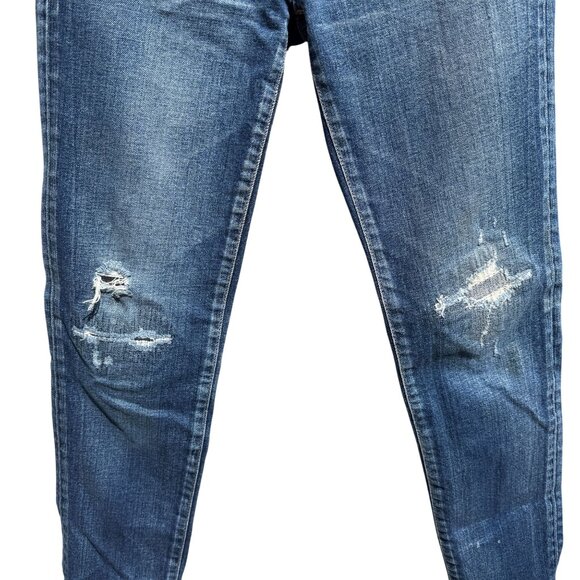 MOUSSY Vintage Distressed Lancaster Skinny Dark Blue Denim Jeans SZ 25 - Picture 5 of 13